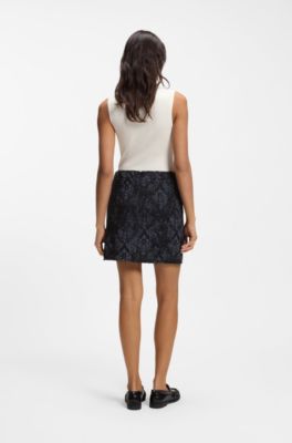 Mini skirt in denim-effect tweed, Patterned