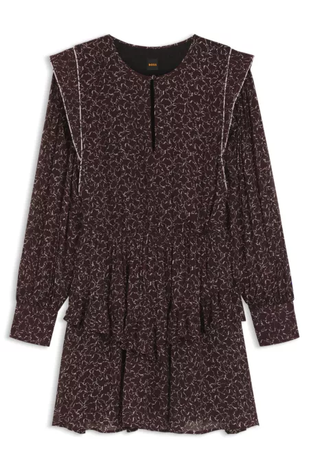 Printed mini dress with contrast piping