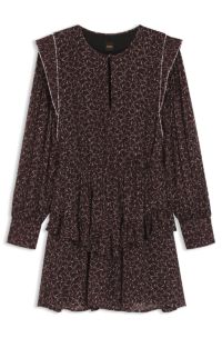 Printed mini dress with contrast piping, Patterned