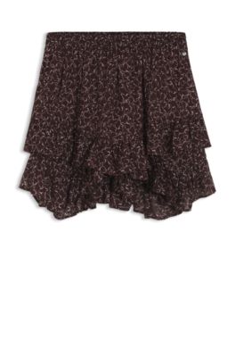 Printed skort with layered design, Patterned