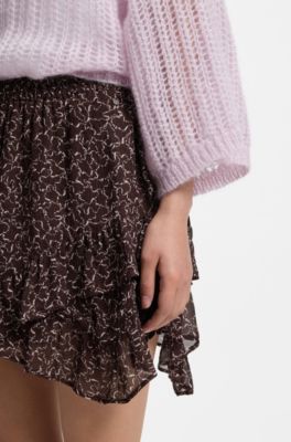 Printed skort with layered design, Patterned