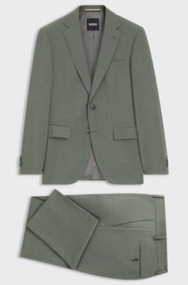 Easy-care suit in stretch cloth with wool, Green