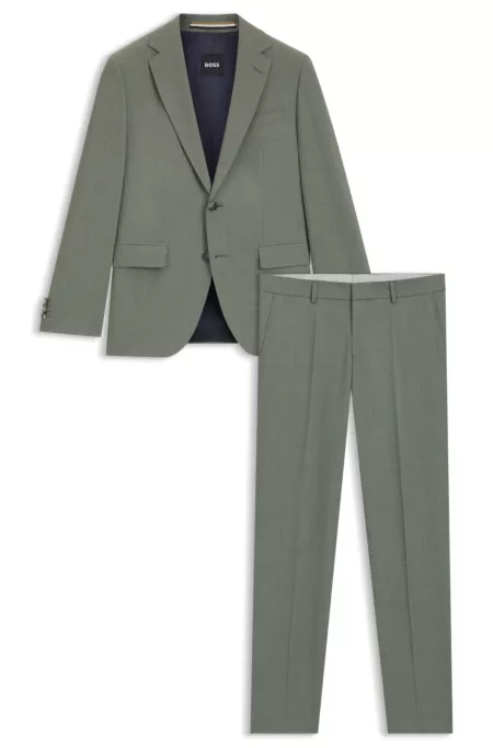 Easy-care suit in stretch cloth with wool