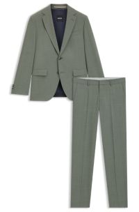 Easy-care suit in stretch cloth with wool, Green