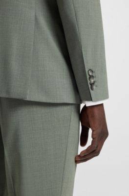 Pflegeleichter Anzug aus Stretch-Gewebe mit Woll-Anteil, Gr&uuml;n