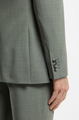 Abito di facile manutenzione in tessuto elasticizzato con lana, Verde