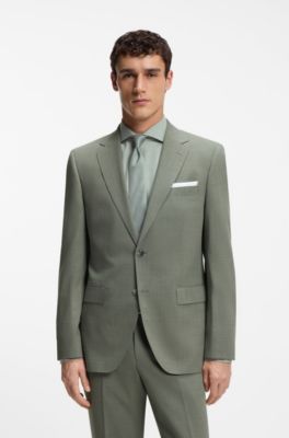 Easy-care suit in stretch cloth with wool, Green