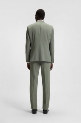 Pflegeleichter Anzug aus Stretch-Gewebe mit Woll-Anteil, Gr&uuml;n