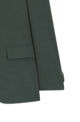 Costume facile d&rsquo;entretien en tissu stretch &agrave; teneur en laine, Vert sombre