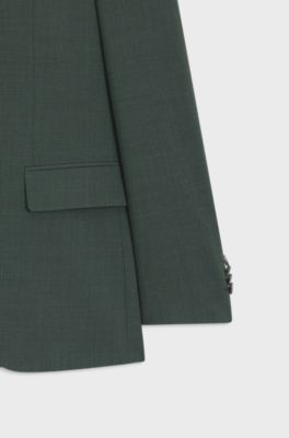 Traje de f&aacute;cil mantenimiento en pa&ntilde;o el&aacute;stico con lana, Verde oscuro