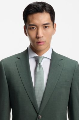 Easy-care suit in stretch cloth with wool, Dark Green