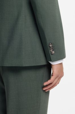 Easy-care suit in stretch cloth with wool, Dark Green