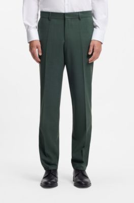 Easy-care suit in stretch cloth with wool, Dark Green