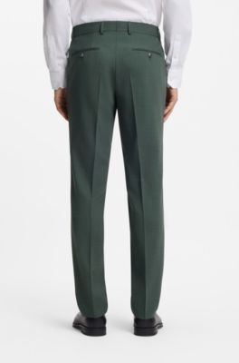 Easy-care suit in stretch cloth with wool, Dark Green