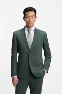 Easy-care suit in stretch cloth with wool, Dark Green