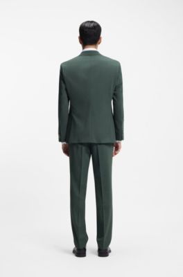 Easy-care suit in stretch cloth with wool, Dark Green