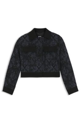 Regular-fit jacket in denim-effect tweed, Patterned