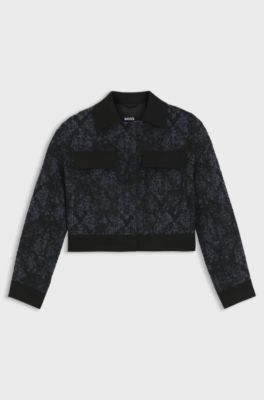 Regular-fit jacket in denim-effect tweed, Patterned