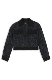 Regular-fit jacket in denim-effect tweed, Patterned