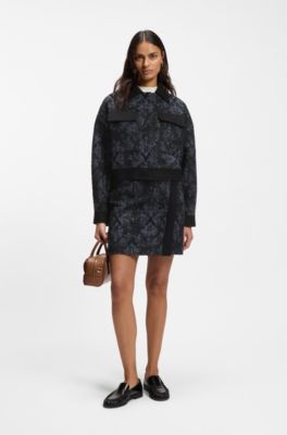 Regular-fit jacket in denim-effect tweed, Patterned