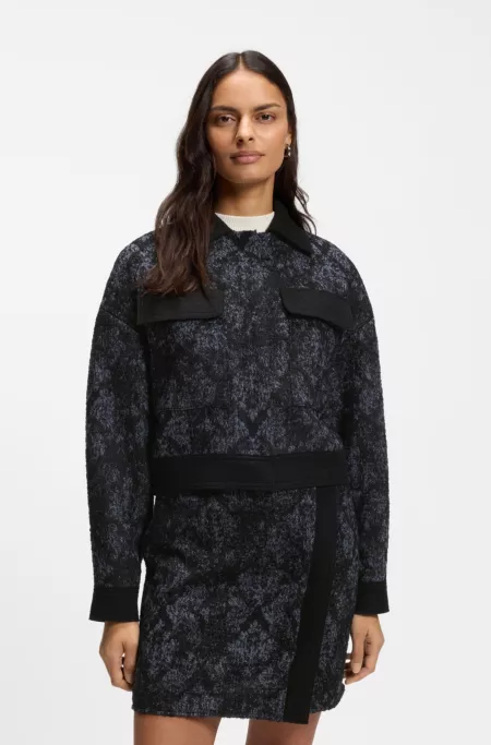 Regular-fit jacket in denim-effect tweed
