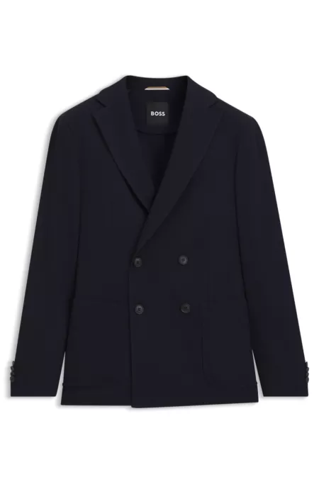 Slim-fit jacket in patterned wool, cotton and stretch