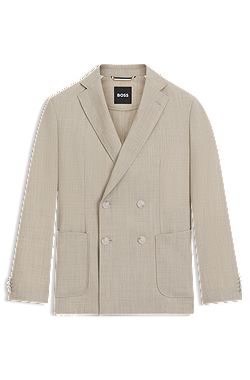 Double-breasted blazer in micro-patterned virgin wool