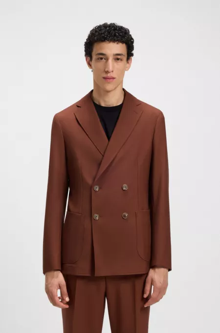 Veste croisée en laine vierge à micro motif