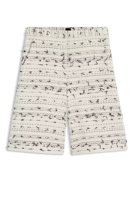 Cropped relaxed-fit trousers in striped cotton-blend tweed