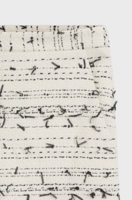 Pantaloni relaxed fit alla caviglia in tweed di misto cotone a righe, Beige a motivi