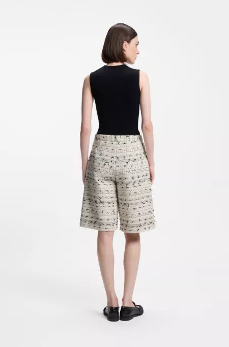 Cropped relaxed-fit trousers in striped cotton-blend tweed