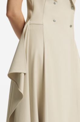Double-breasted dress with volant detail, Light Beige