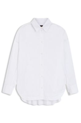 Blusa oversize fit en popel&iacute;n de algod&oacute;n, Blanco