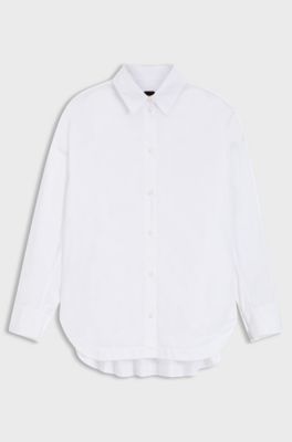 Camicetta oversize in popeline di cotone, Bianco