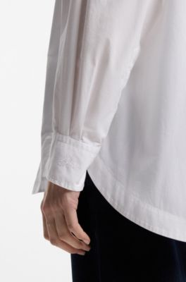Oversized-fit blouse in cotton poplin, White