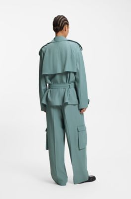Relaxed-fit jacket in fluid twill, Blue