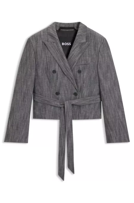 Regular-fit blazer in melange denim