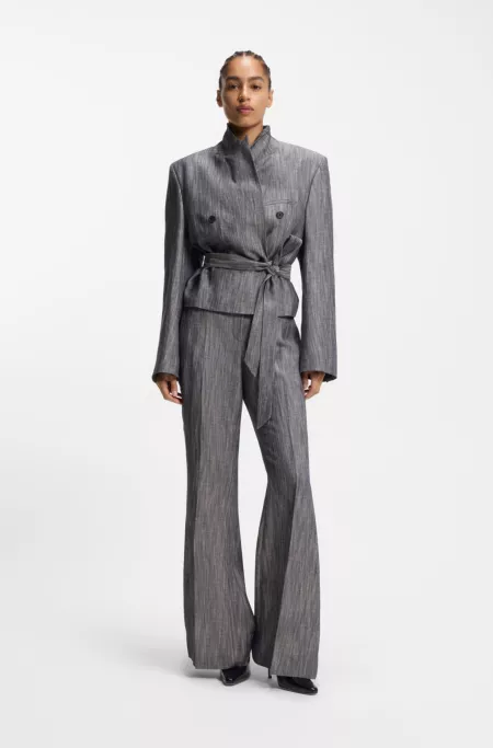 Regular-fit blazer in melange denim