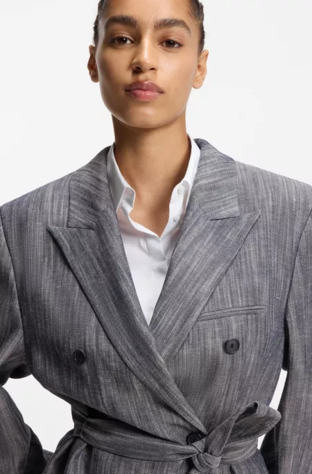 Regular-fit blazer in melange denim