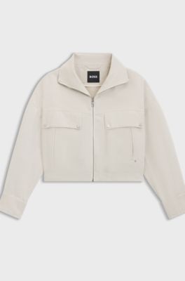 Veste Relaxed en twill de coton et de lin, Naturel
