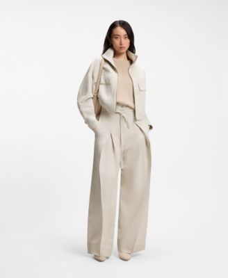 Relaxed-fit jacket in cotton-linen twill, Natural