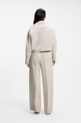 Relaxed-fit jacket in cotton-linen twill, Natural