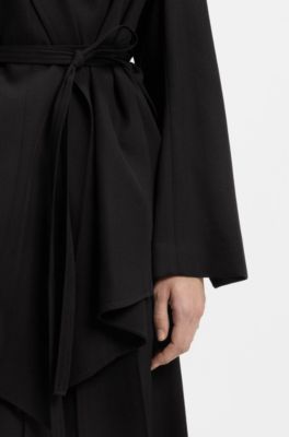 Relaxed-Fit Blazer aus Woll-Mix mit Gabardine-Struktur, Schwarz