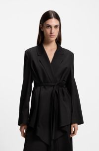 Relaxed-fit blazer in wool-blend gabardine, Black