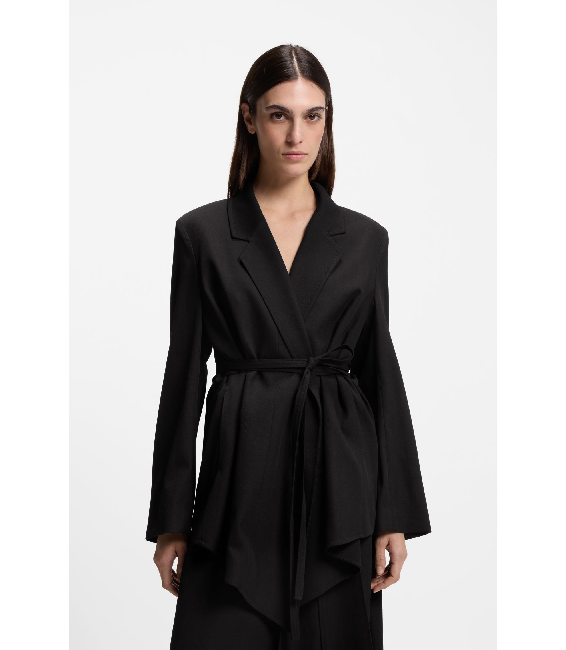 Relaxed-Fit Blazer aus Woll-Mix mit Gabardine-Struktur