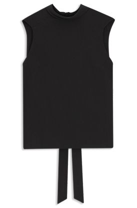 Regular-fit blouse in sandwashed silk with tie neck