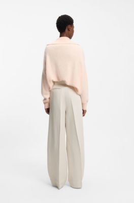 Relaxed-Fit Hose aus Baumwoll-Mix mit Leinen, Natur