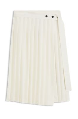 A-line pleated skirt in a wool blend, White