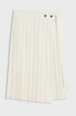 A-line pleated skirt in a wool blend, Natural