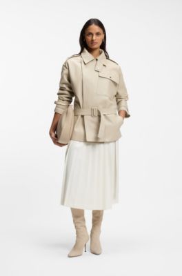 A-line pleated skirt in a wool blend, Natural